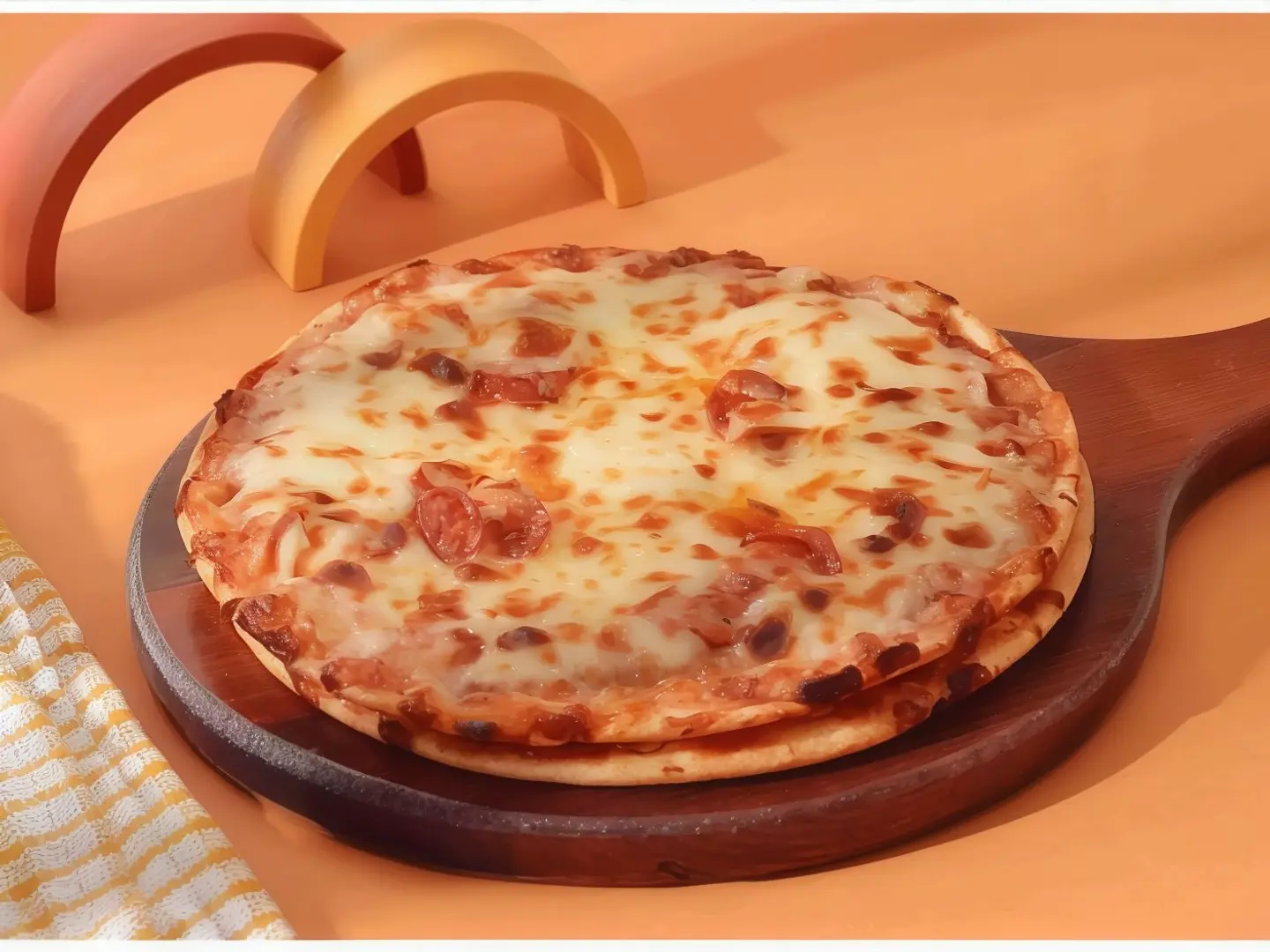 بيتزا ببروني مع قطع دجاج - وسط