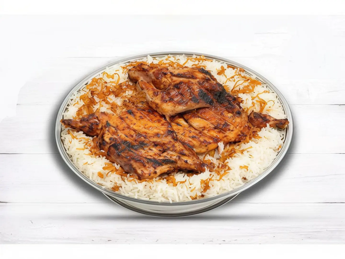Charcoal Grilled Chicken With Rice - Quarter Of A Chicken