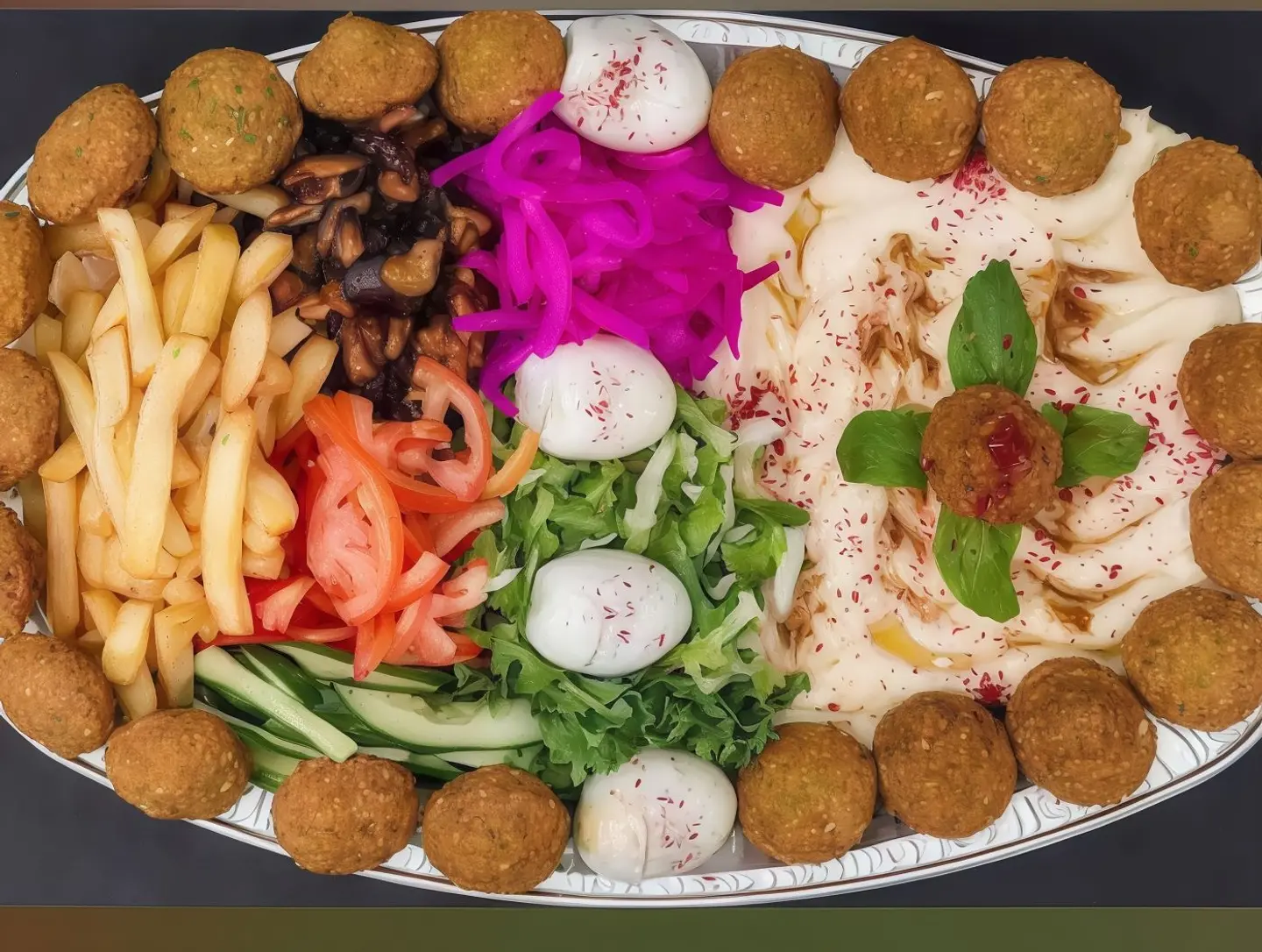 صحن فلافل وسط