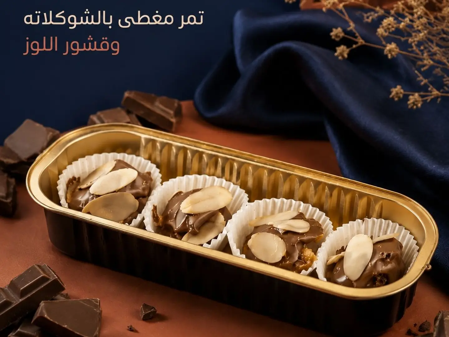 Dates Covered With Chocolate And Almond Shells