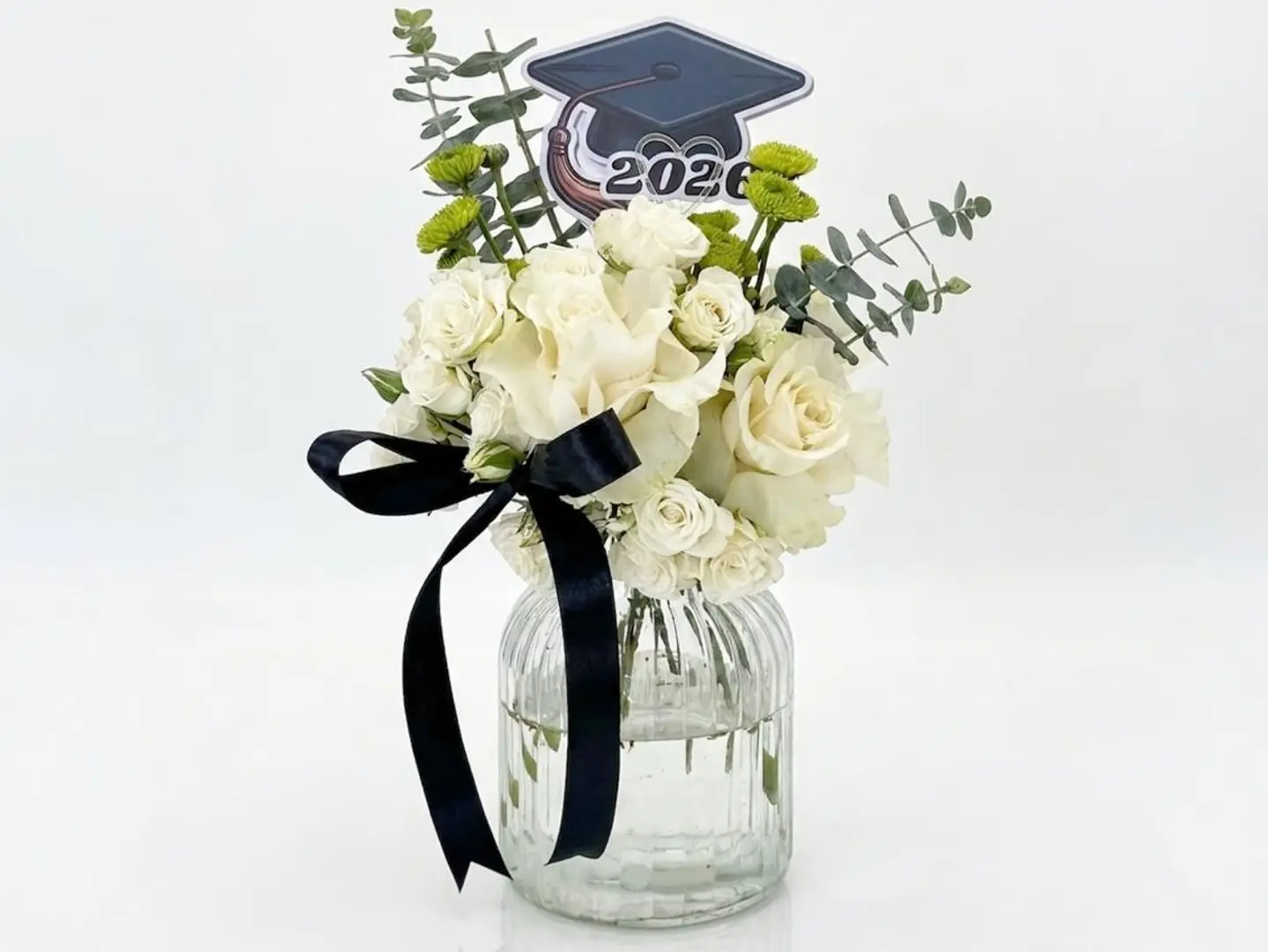 White Graduation Flower Arrangement