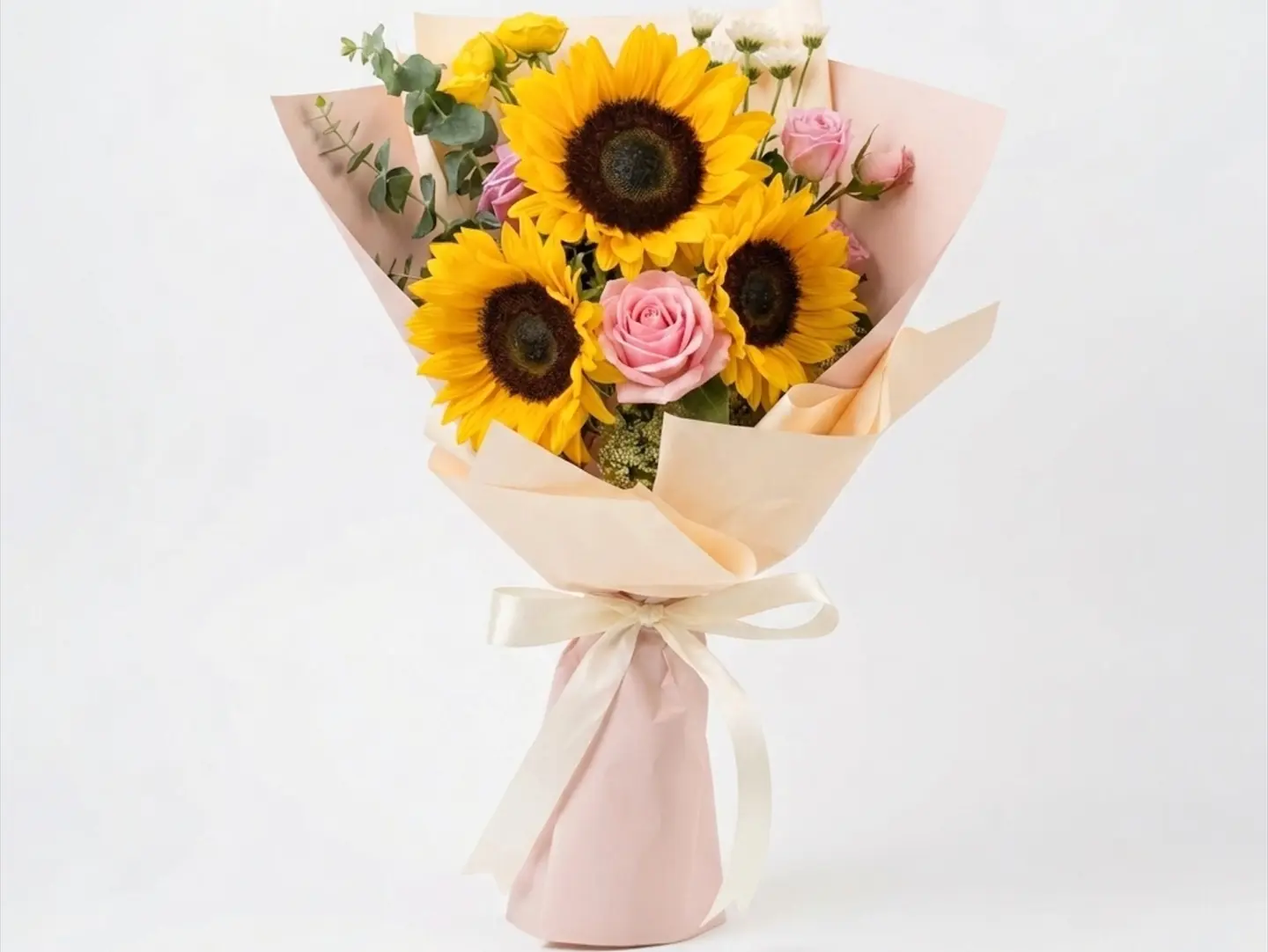 Sunflower & Pink Rose Bouquet