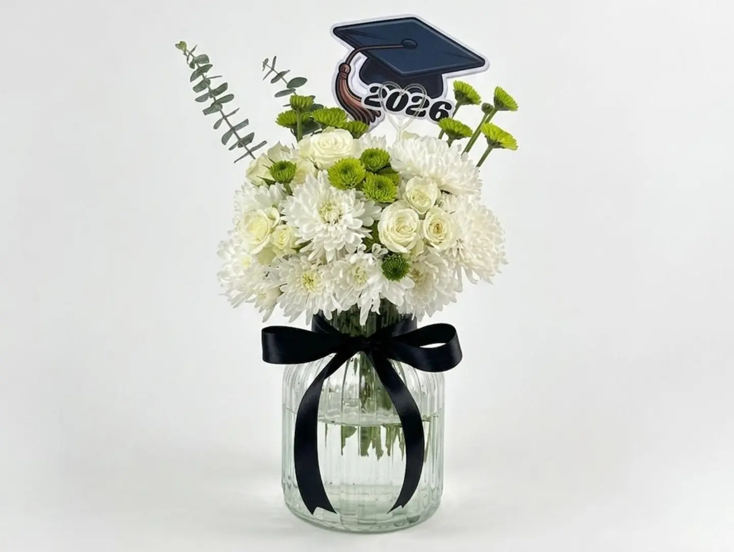 White Graduation Flower Arrangement