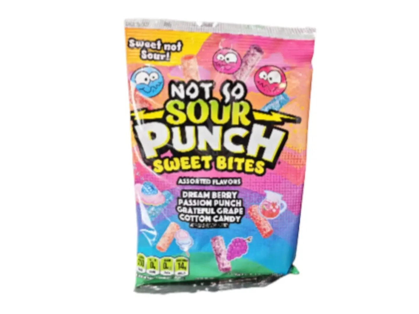 Sour Punch Sour Candy Pieces With Raspberry, Passion, Grape, And Cotton Candy Flavors, 105g (Us)