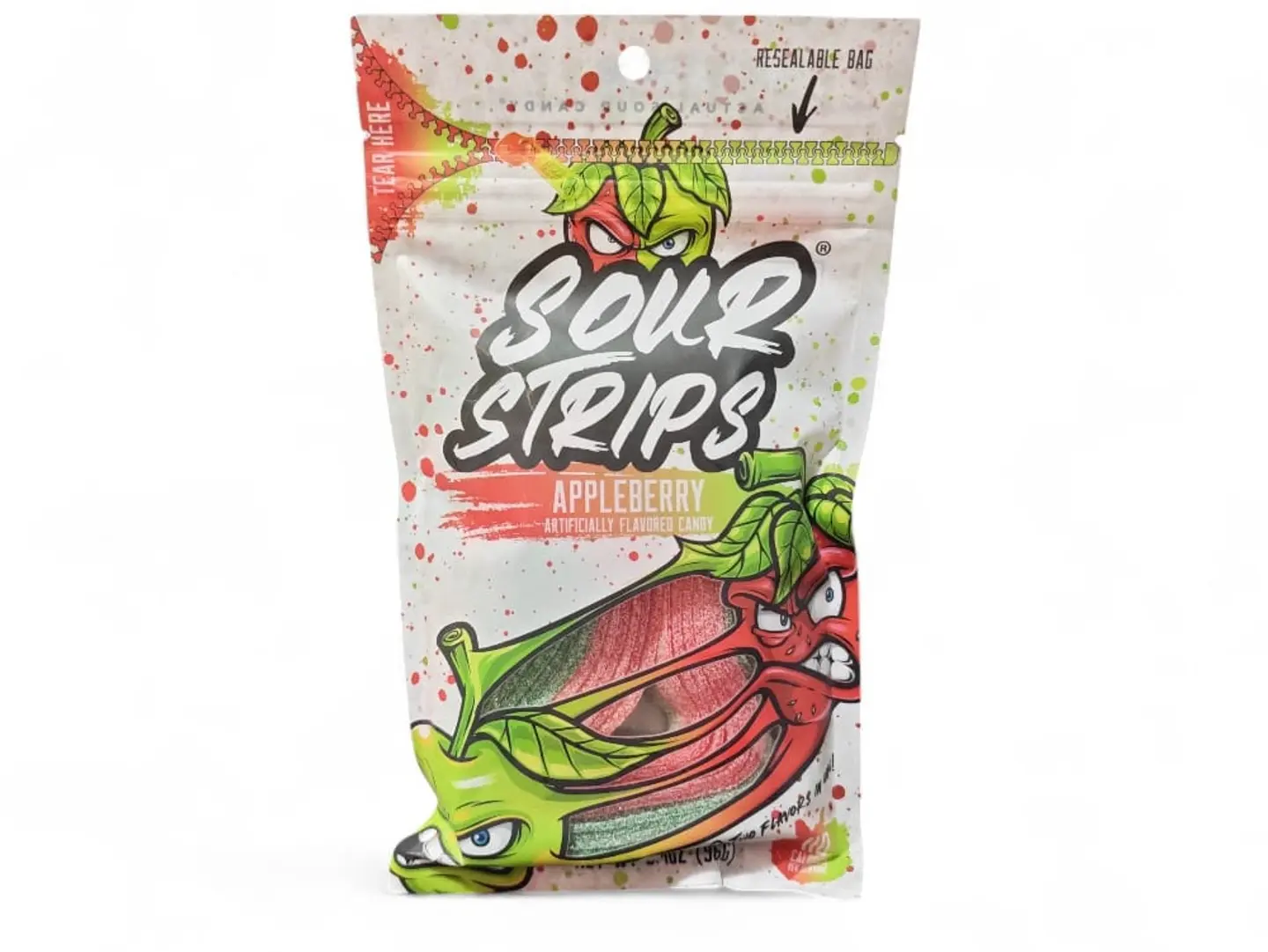 Sour Strips, Sour Candy, Strawberry And Green Apple Flavor, 96g