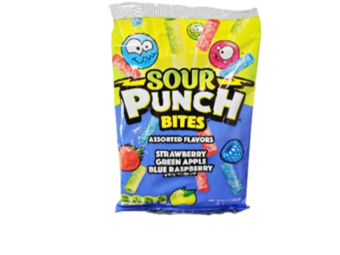 Sour Punch Tart Candy Pieces With Strawberry, Green Apple & Blueberry Flavors, 105g (Us)