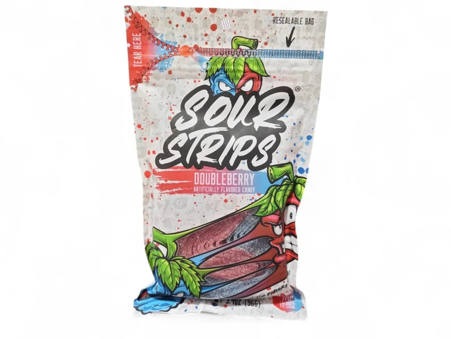 Sour Strips Tart Candy Strawberry & Blueberry Flavor 96g