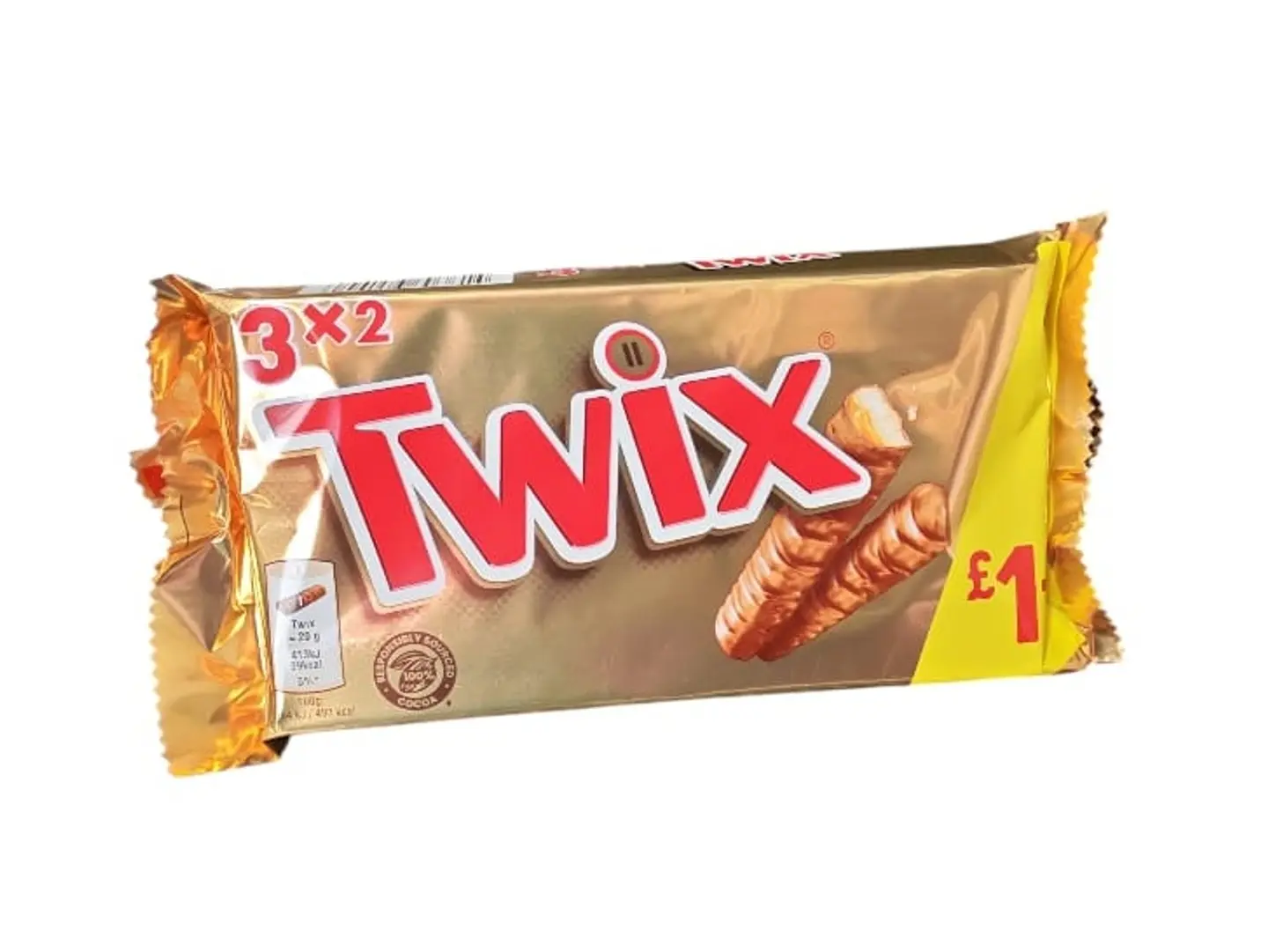 Twix Chocolate Bar 3.2 Pieces 120g British