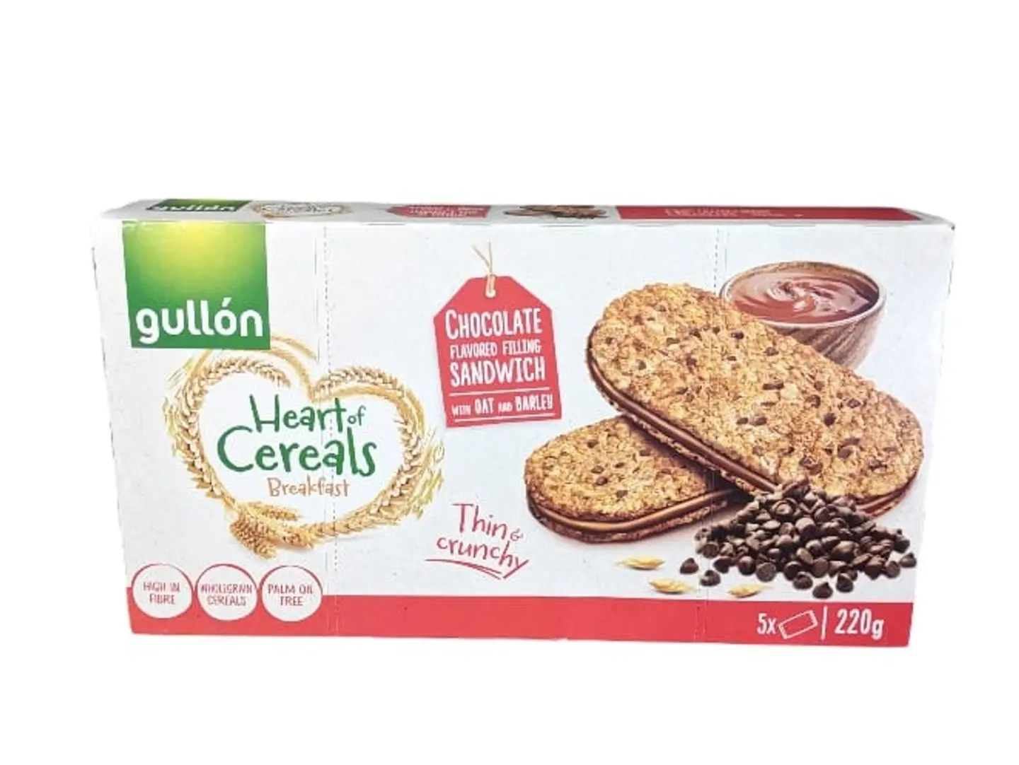Jollen Sandwich Biscuits With Chocolate Pieces And Chocolate Cream Filling 220g