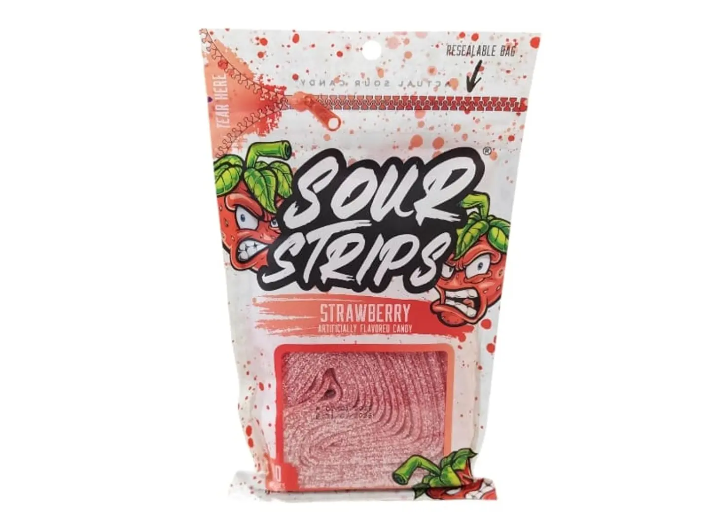 Sour Strips Strawberry Flavored Sour Candy 96g