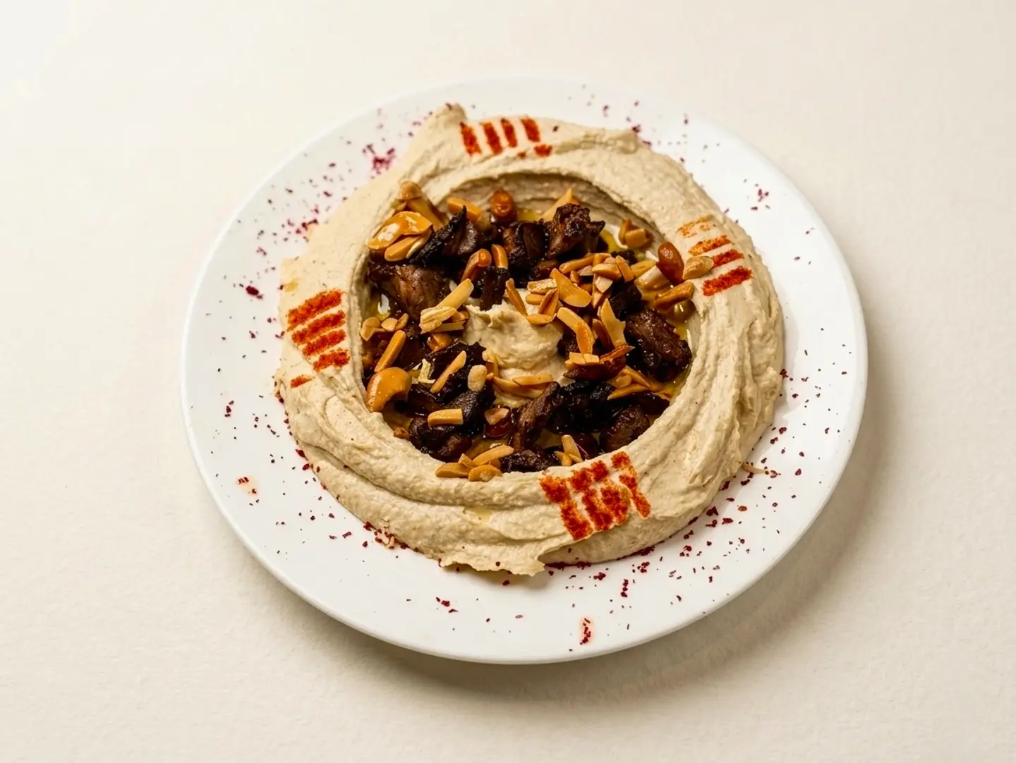 Hummus With Meat & Pine Nuts