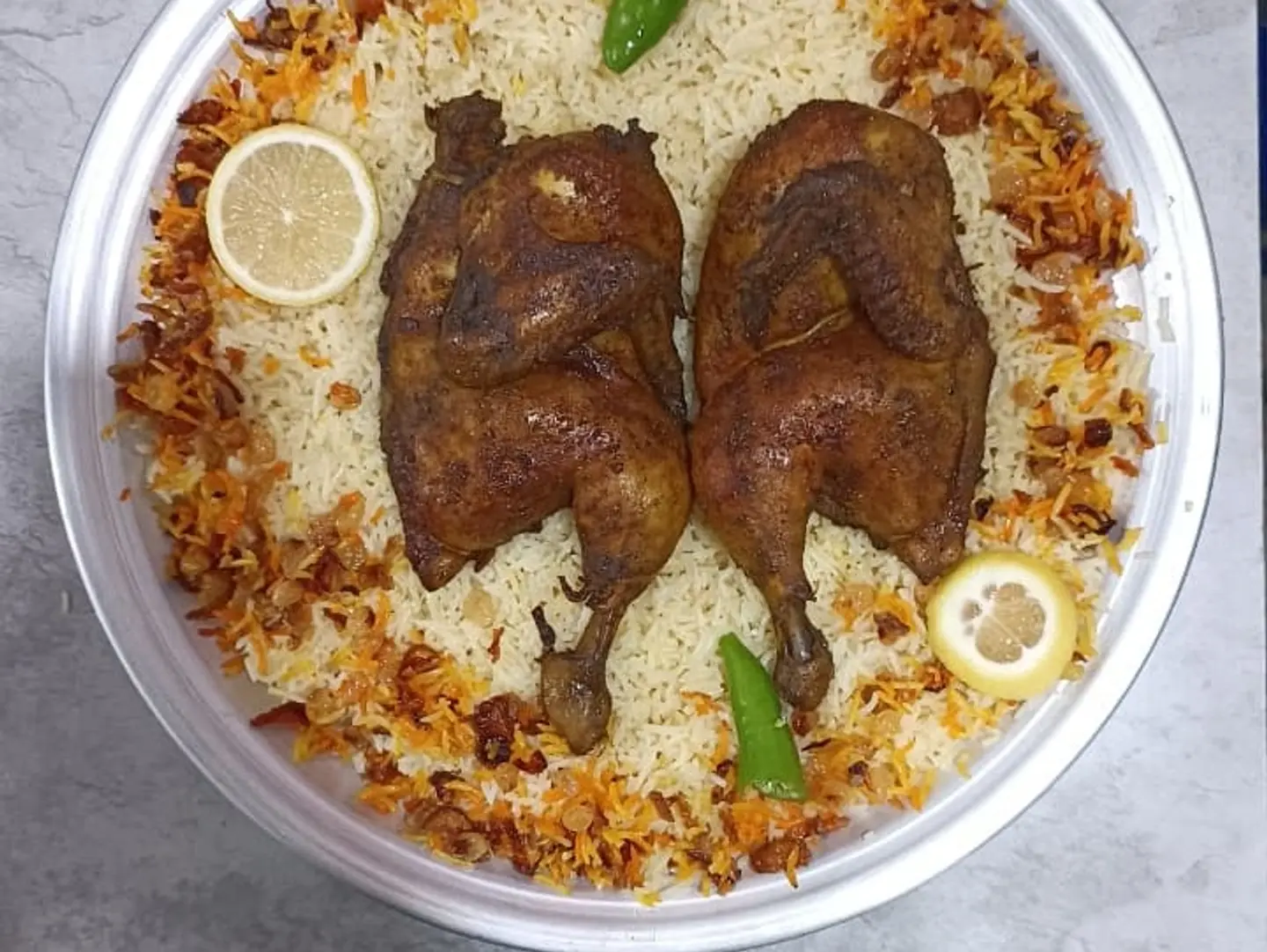 حبة كبسة طويق رز بشاور مع صحن ستيل مجانآ