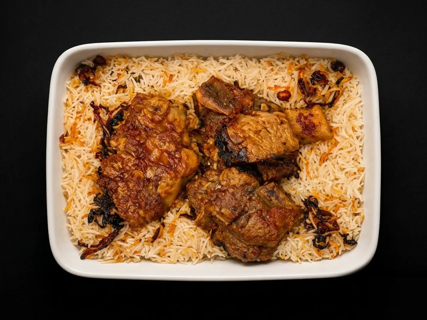 كبسة نجدية مع لحم حاشي شخص