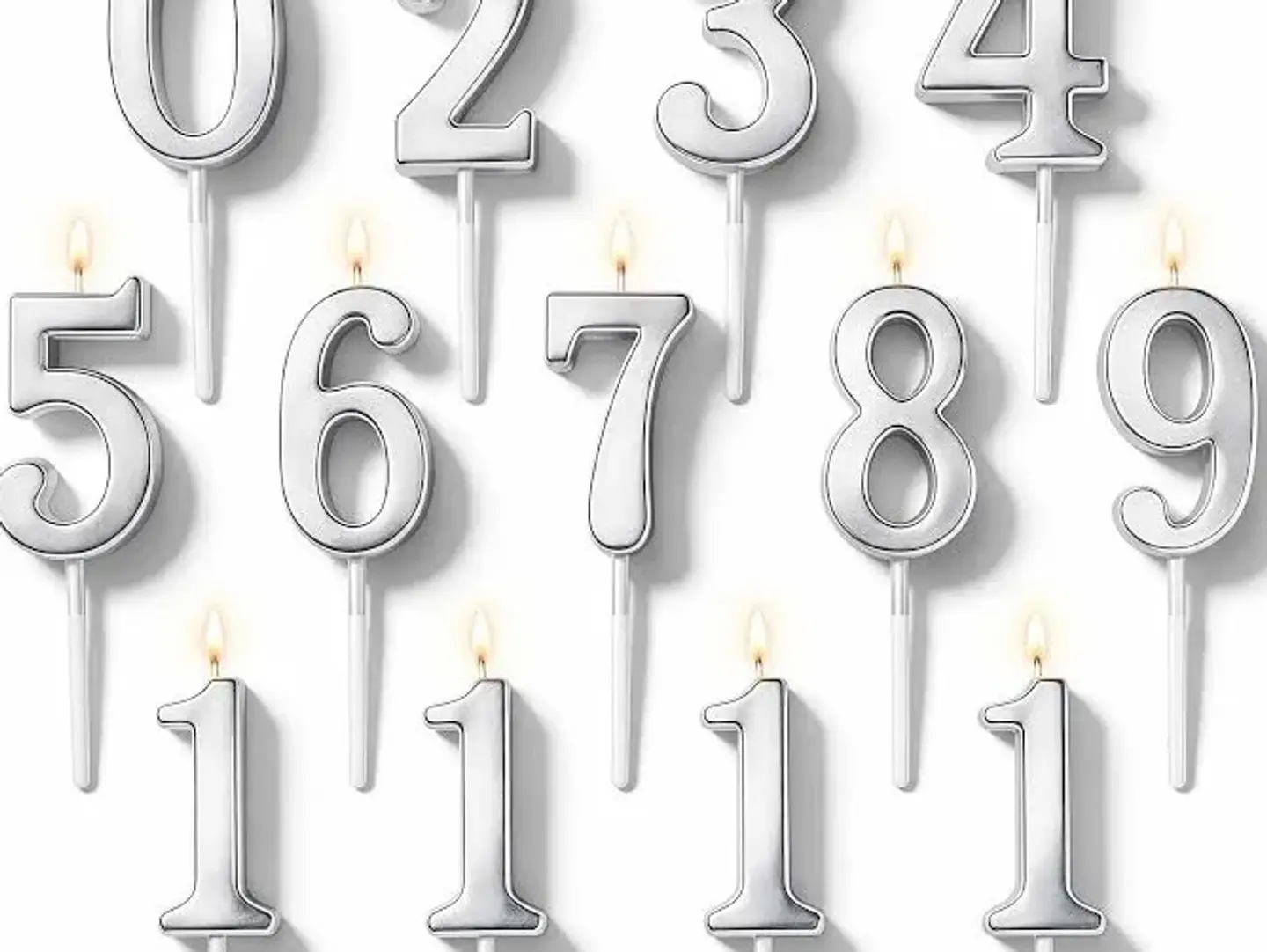 Silver Number Candles