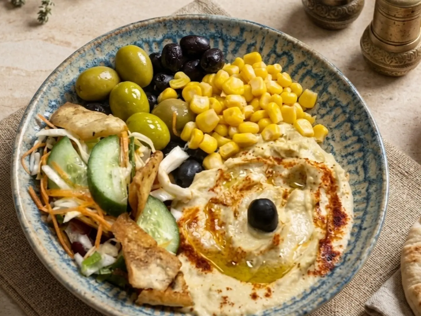 Mixed Salad With Hummus And Tabbouleh - Medium