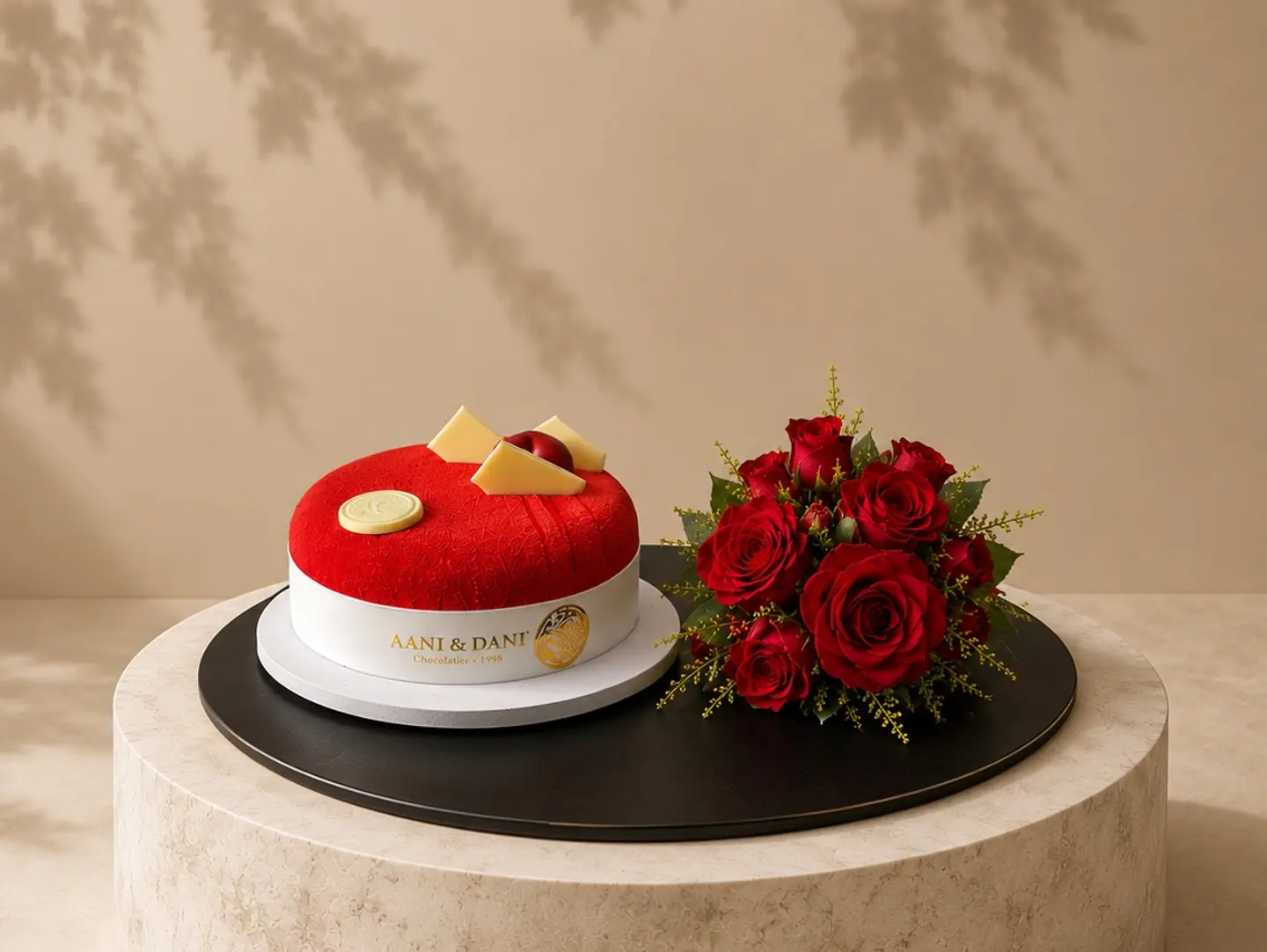 Aani & Dani 'S Red Velvet Cake With Red Roses