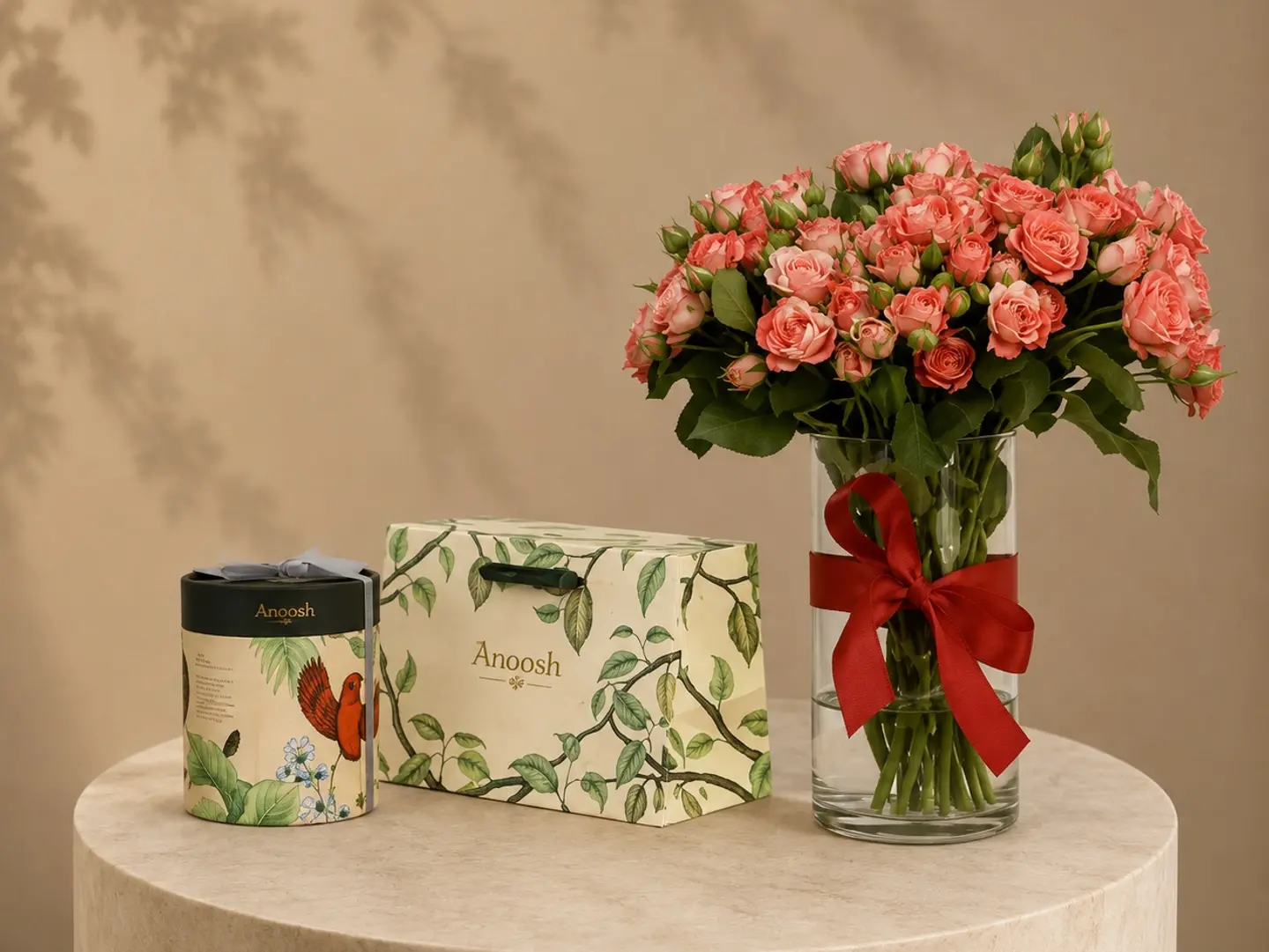Pink Vase With Anoush Cookies