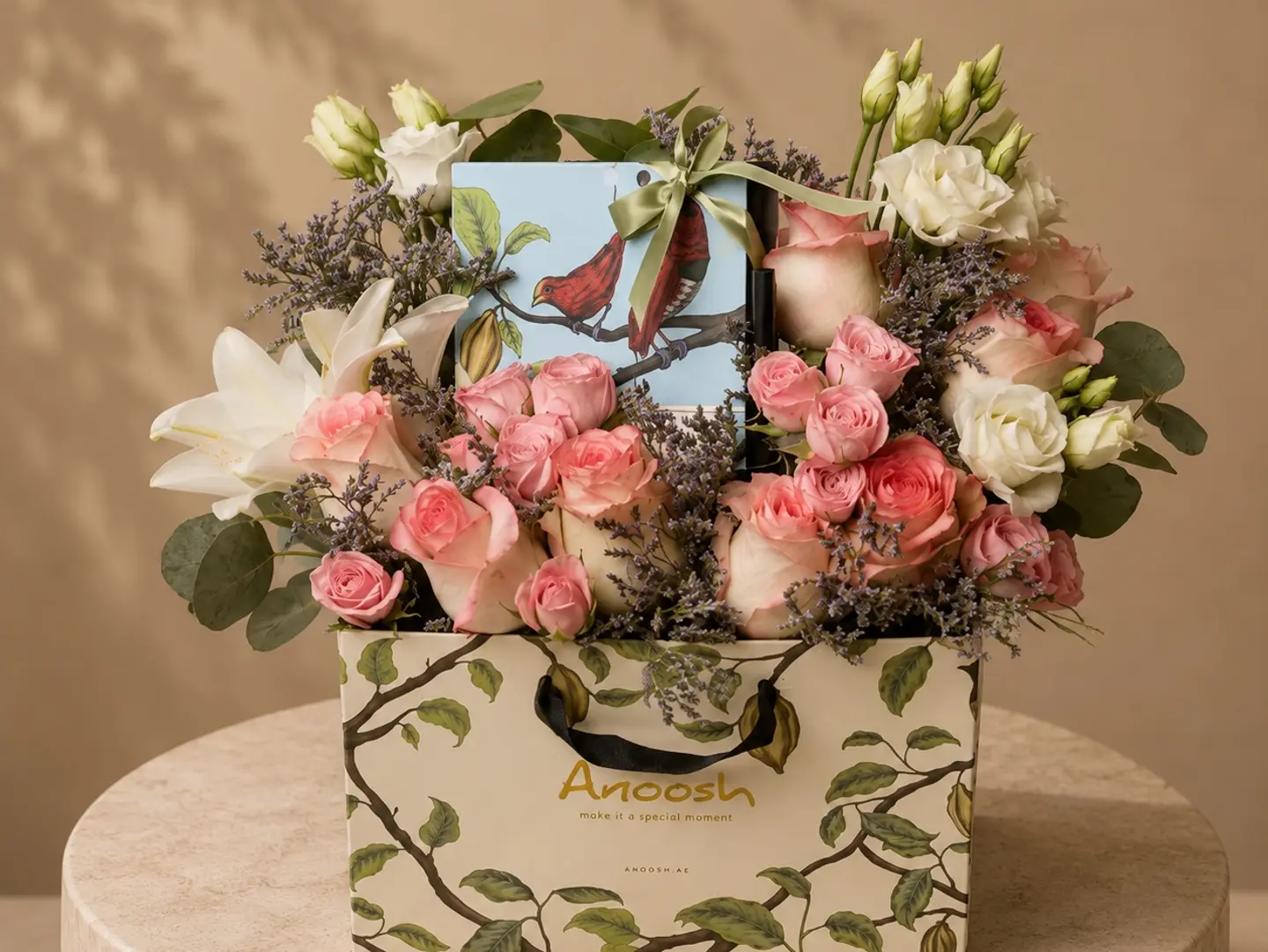 A Delicate Bouquet Of Roses With Anoush Chocolates