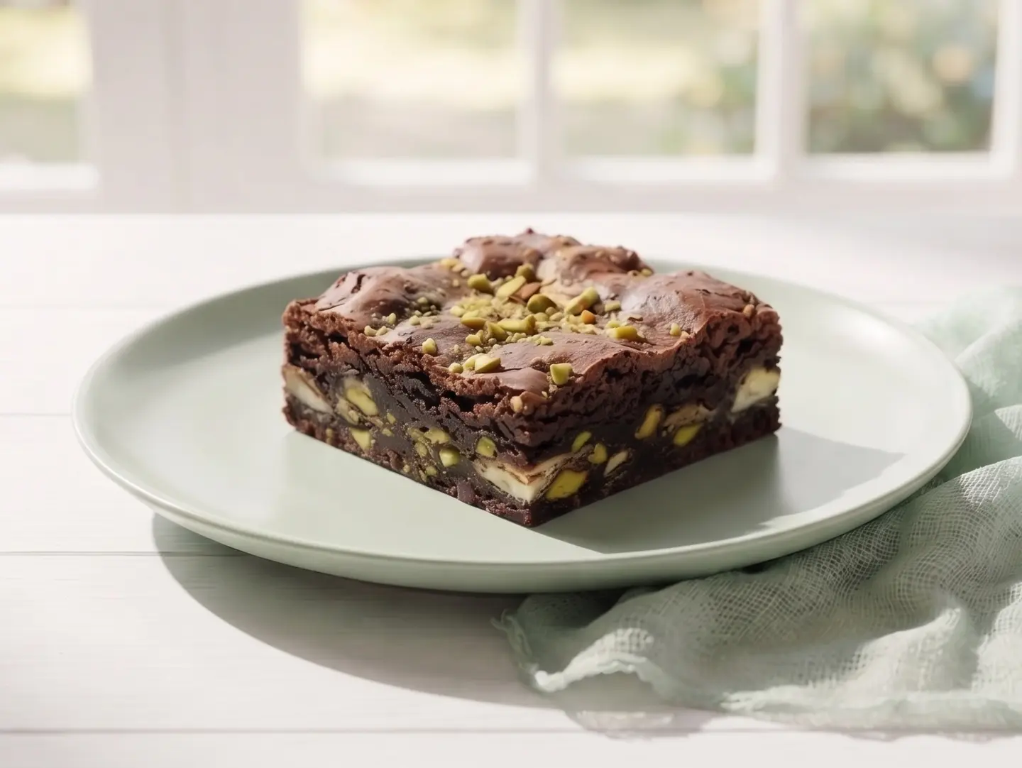 Pistachio Brownie Slice