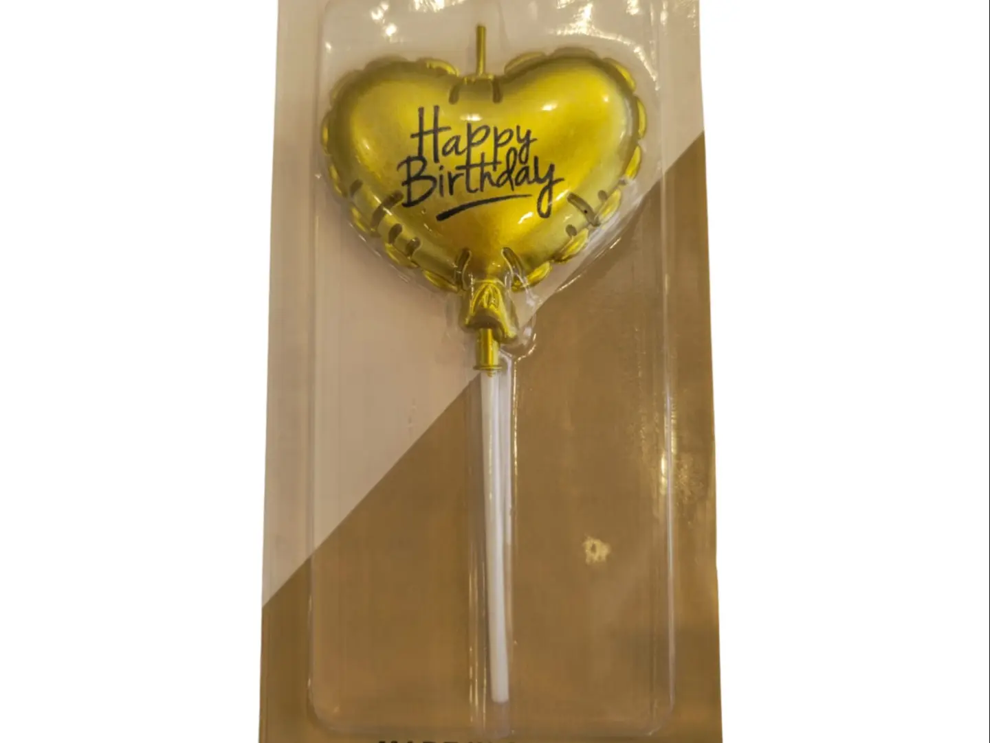 Heart With Happy Birthday Candle ( Please Choose The Color) - Gold