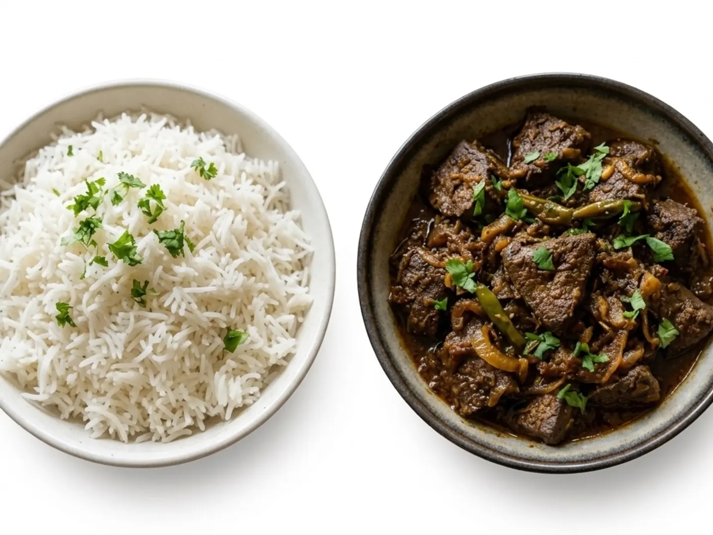 أرز أبيض وكبد بقري
