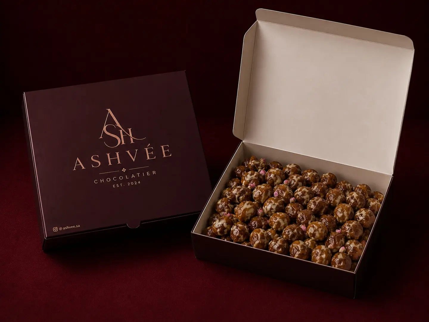 A Box Of Premium Dates Stuffed And Covered In Sauce