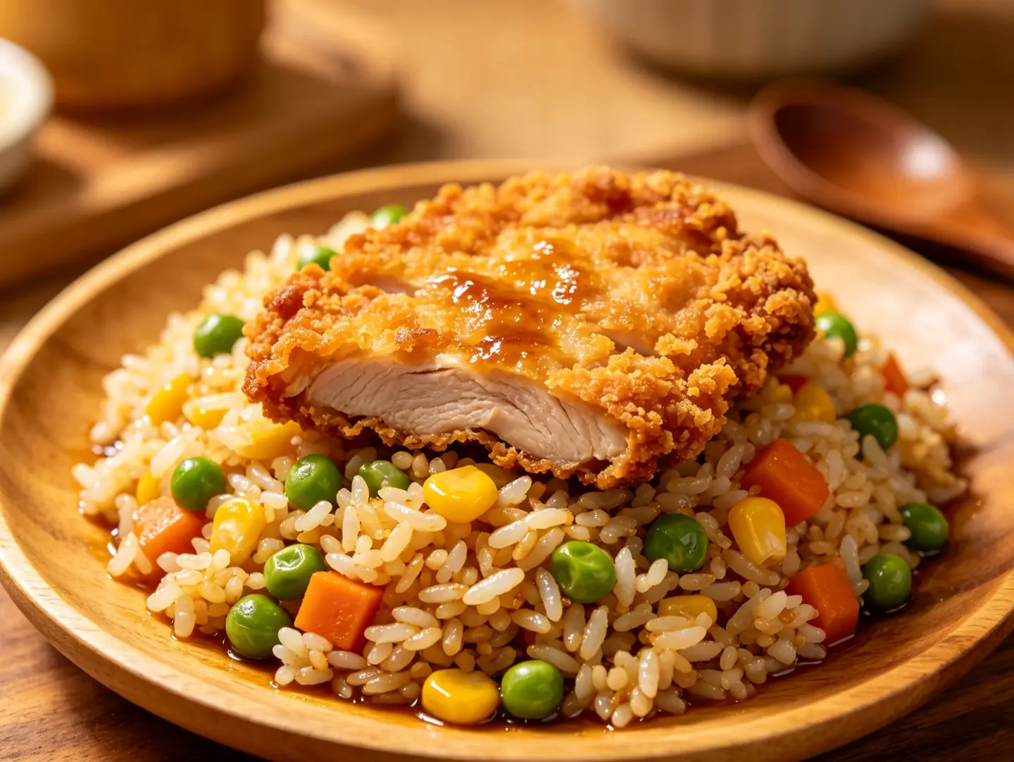 Fried Rice With Crispy Chicken Pieces