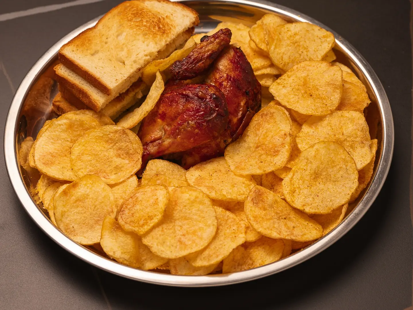 Half Chicken With Chips And Bread