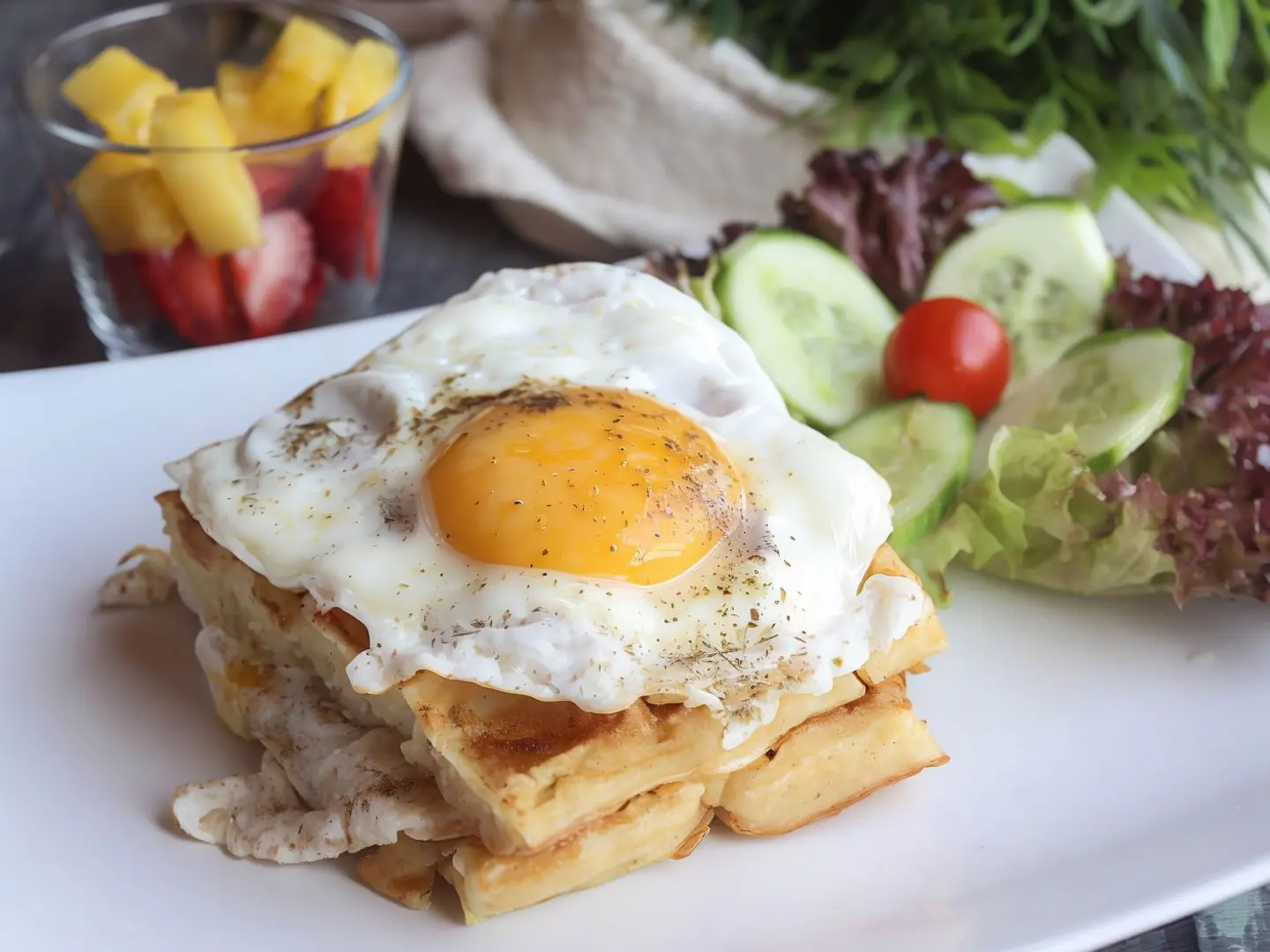 Sunny Side Up Egg with Brussel Waffle