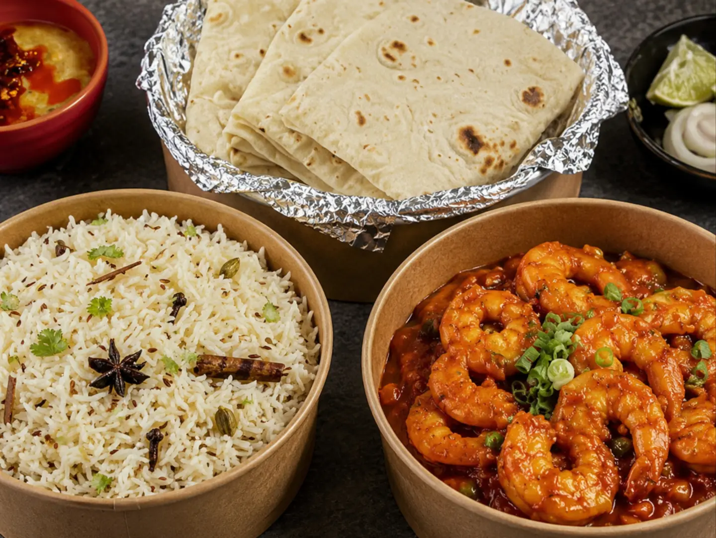 Shrimps Manchurian 3 Chapati Dal With Special Rice