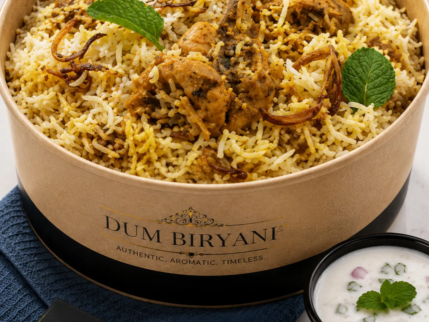 Chicken Biryani Indian Dum With Yogurd Raita