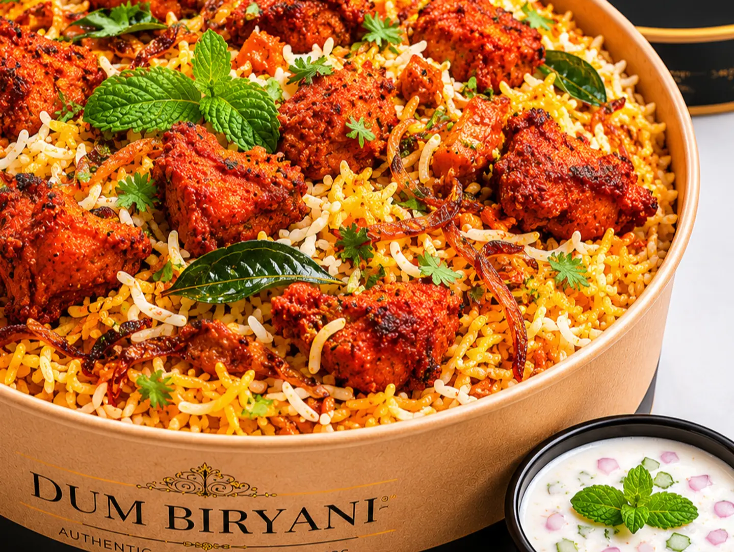 Signature Chicken 65 Biryani With Raita