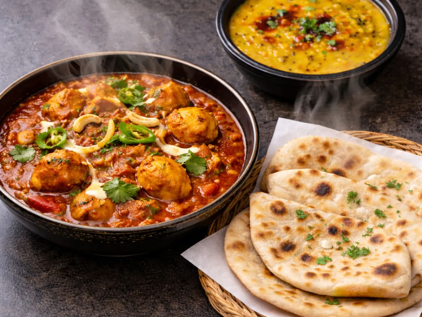 Chicken Masala With Three Chapati And Dal