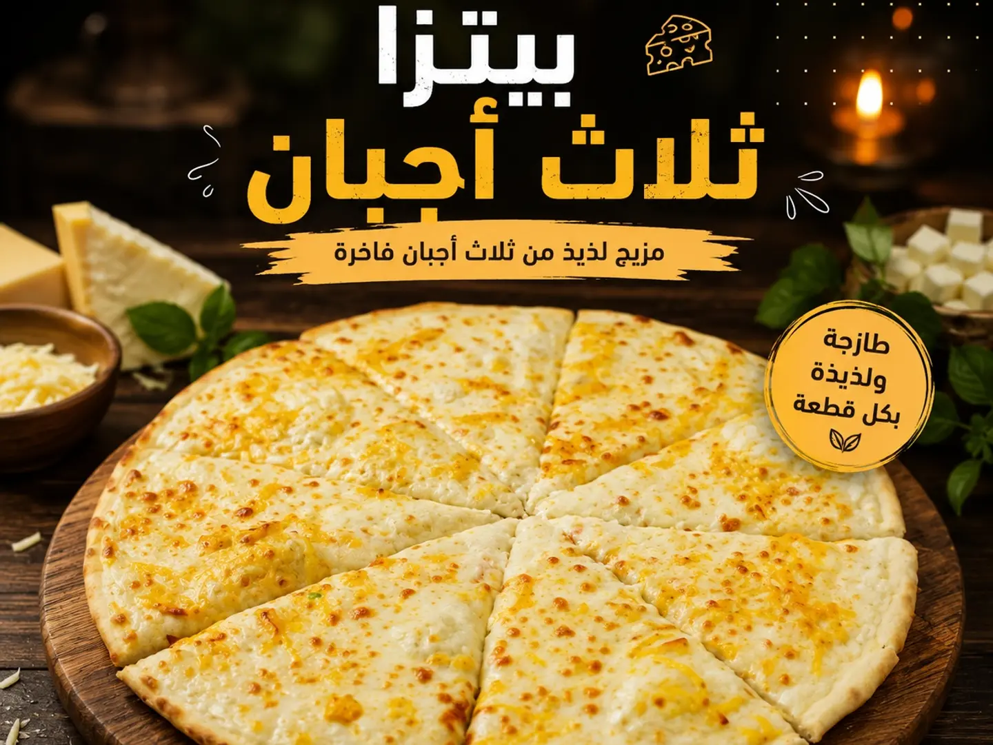 بيتزا ثلاثة اجبان - صغير