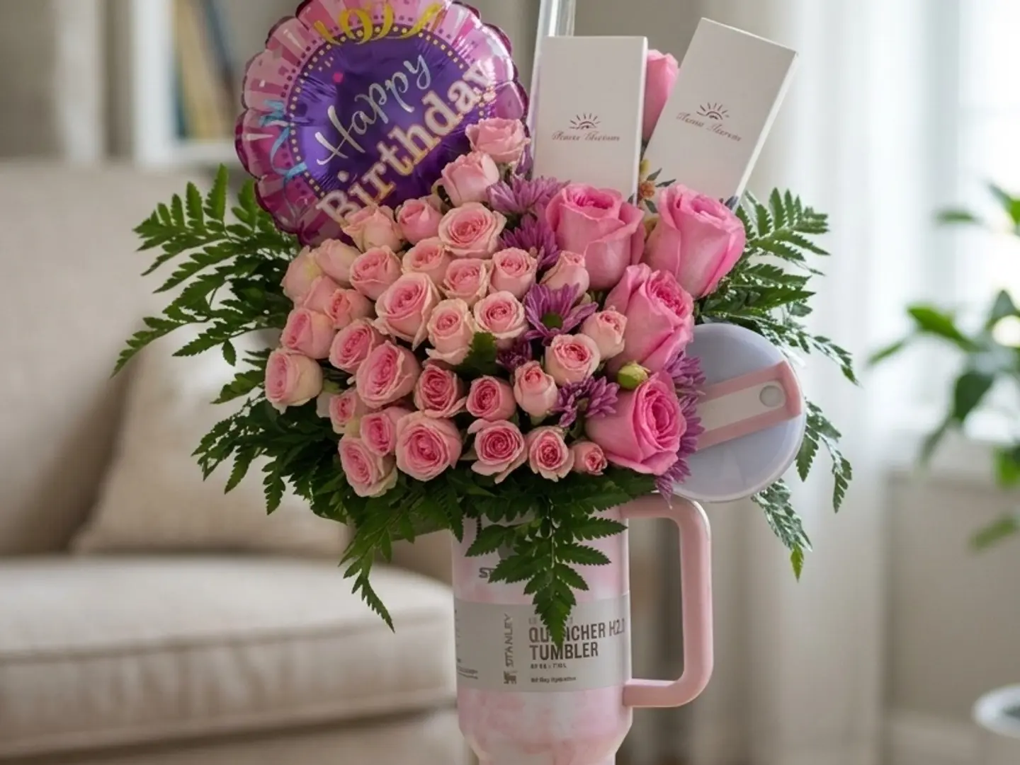 Tumbler, Flowers & Chocolate