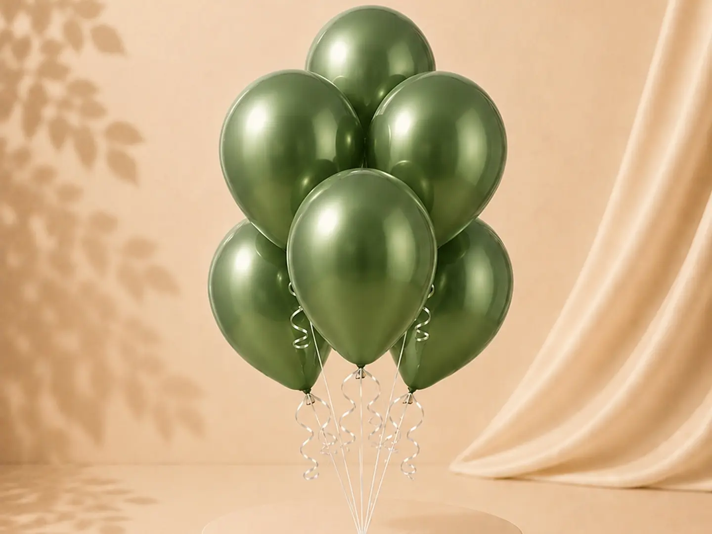 5 Green Helium Balloons