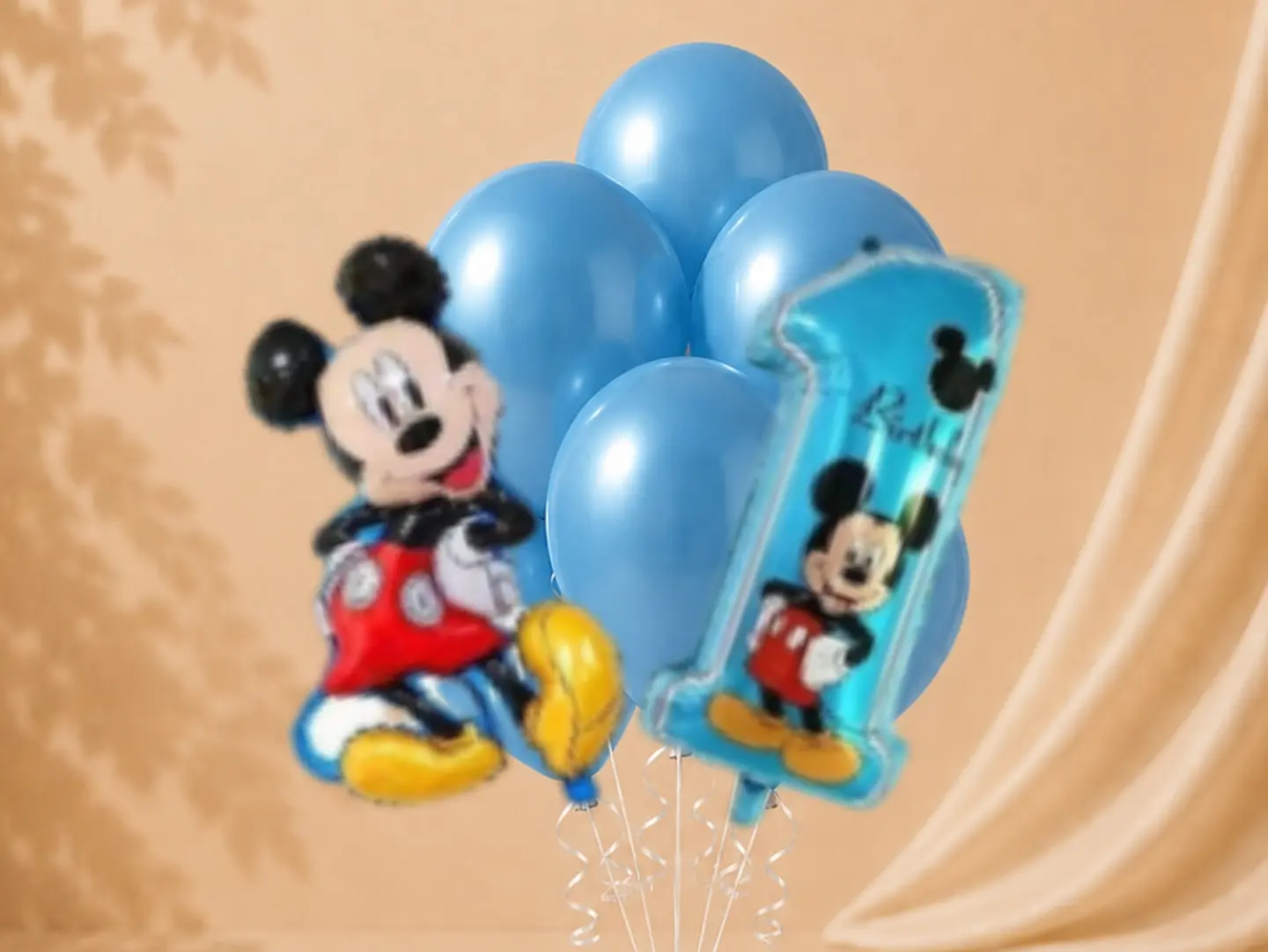 Mickey Mouse Balloon Set With Number 1 Helium Balloon