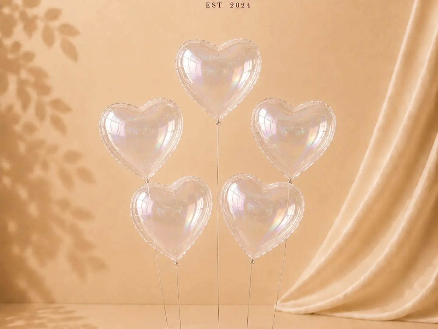 5 Clear Heart Helium Balloon Bouquet
