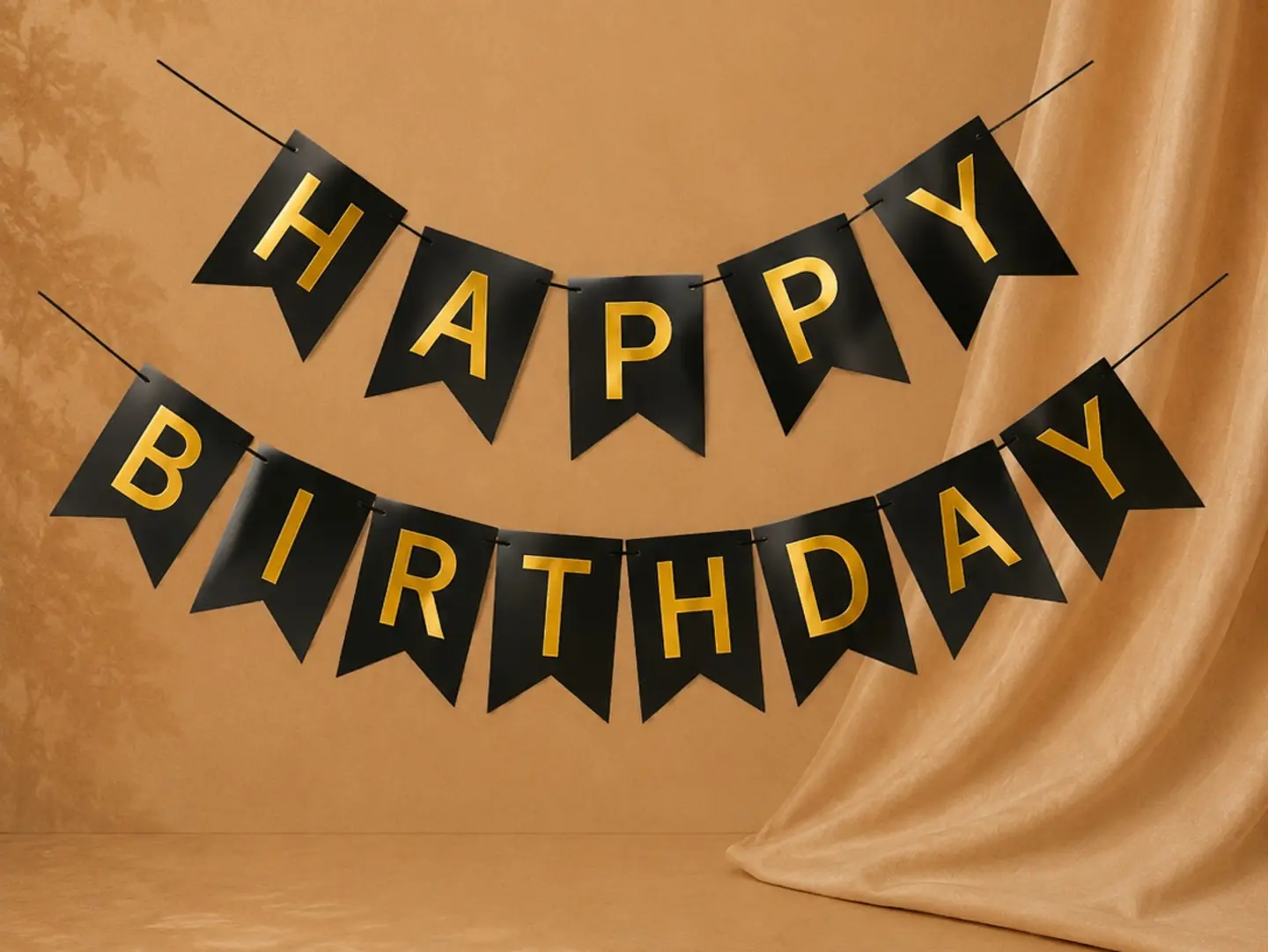Luxury Black And Gold Happy Birthday Banner