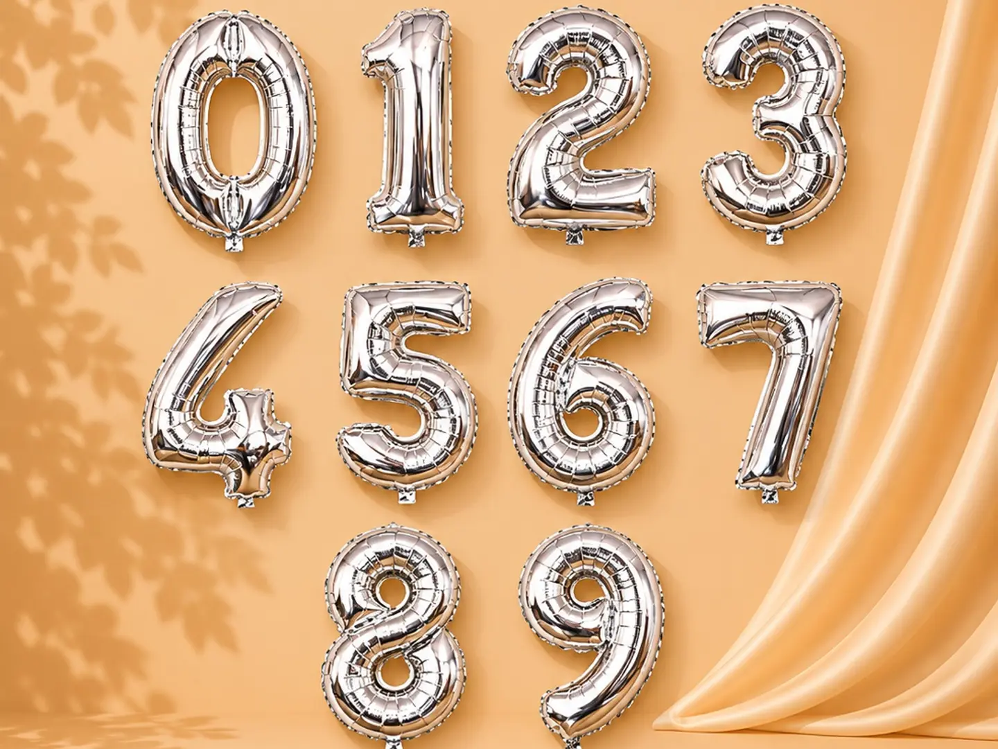 Silver Number Balloon Single Number