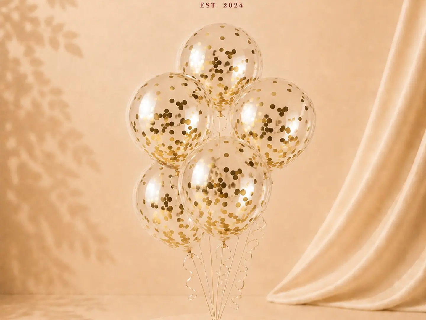 Golden Transparent Balloon Bouquet 5 Pieces