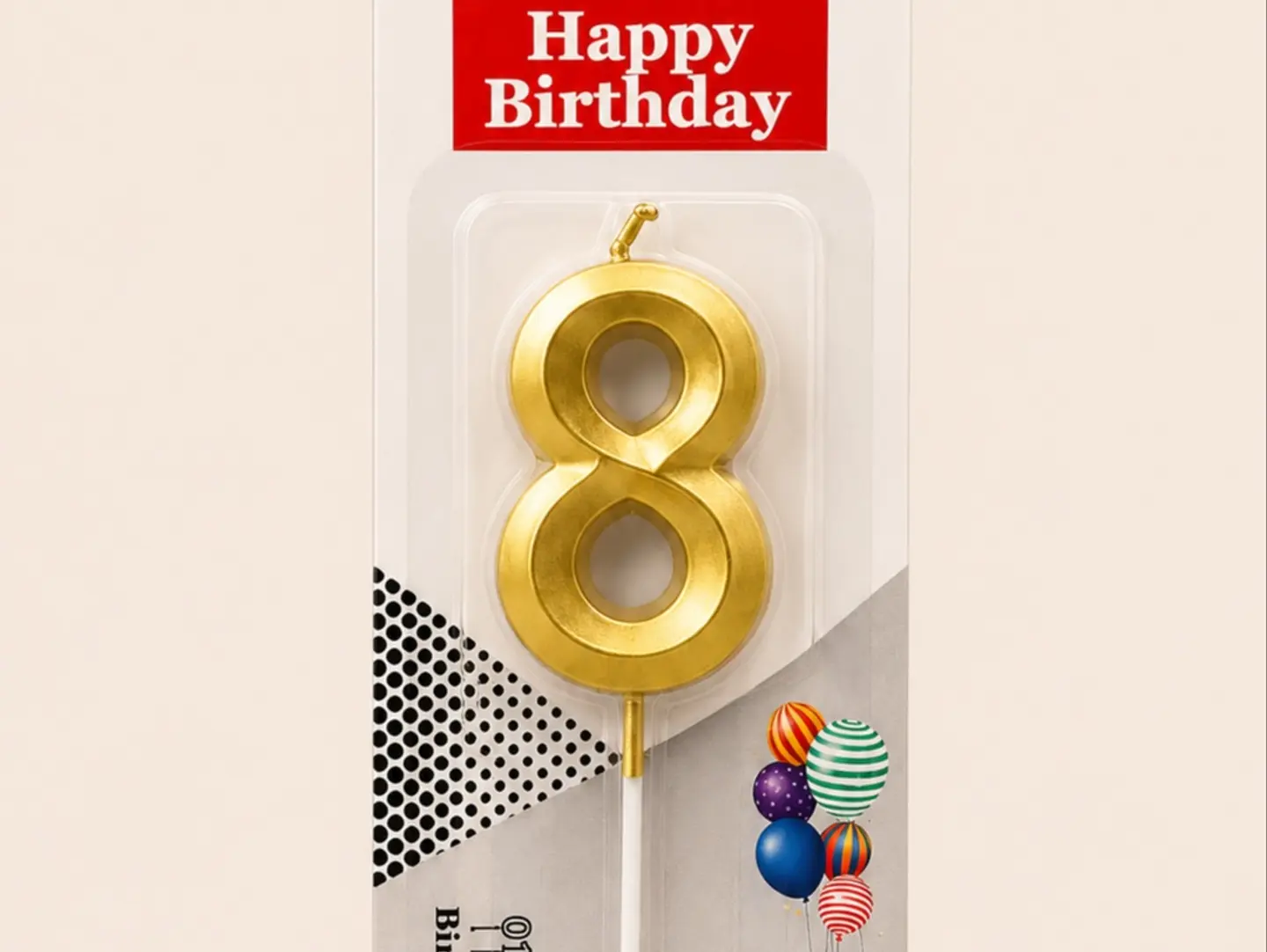Golden Number 8 Birthday Candle
