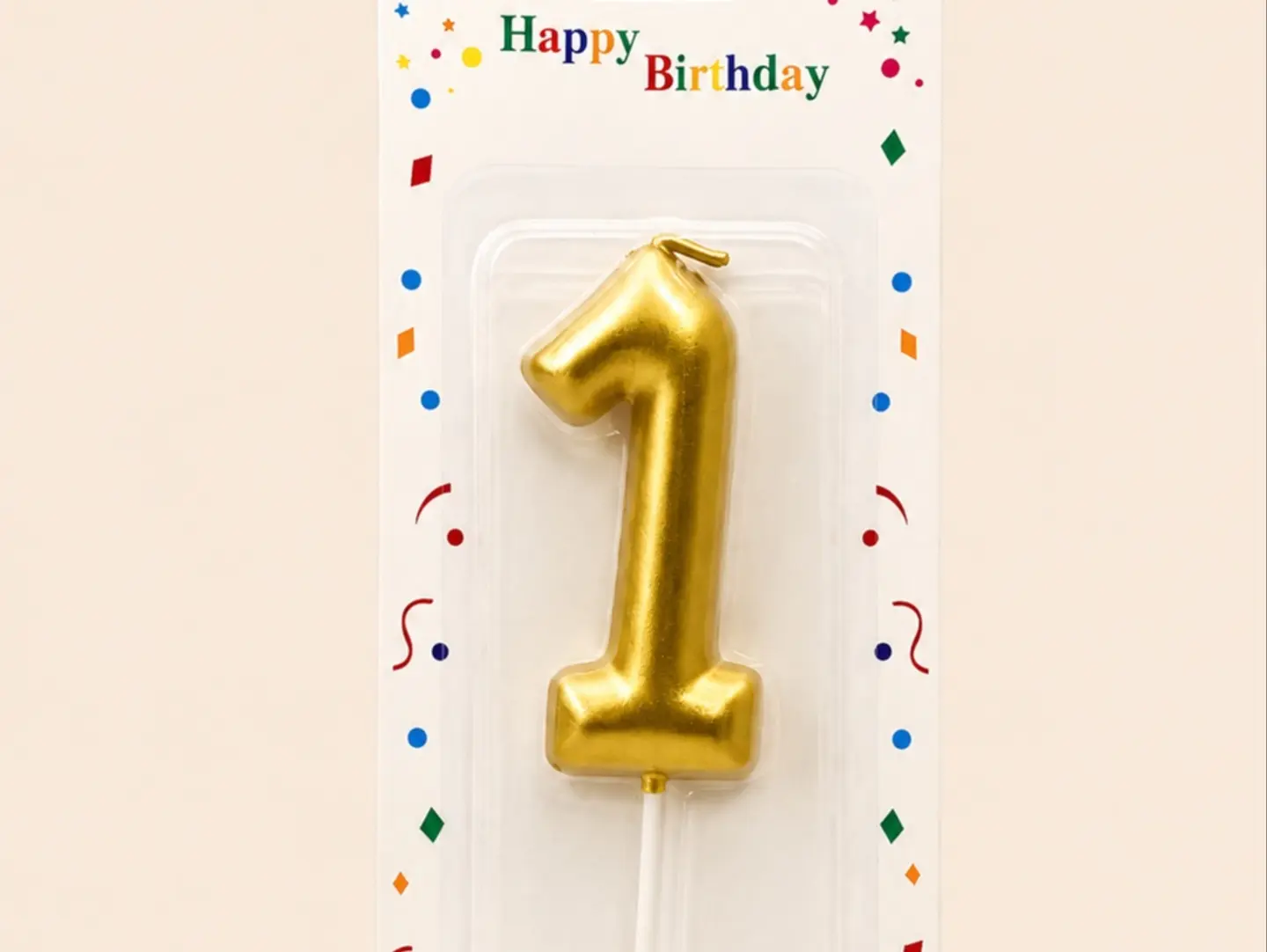 Gold Number 1 Birthday Candle