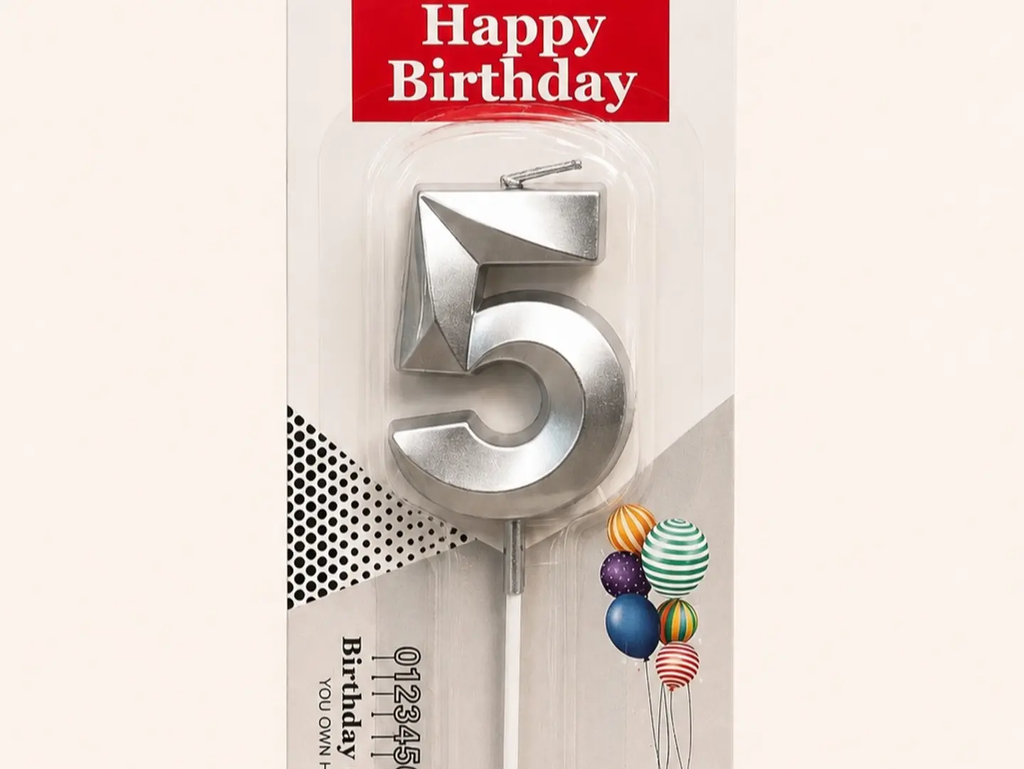 Silver Number 5 Birthday Candle