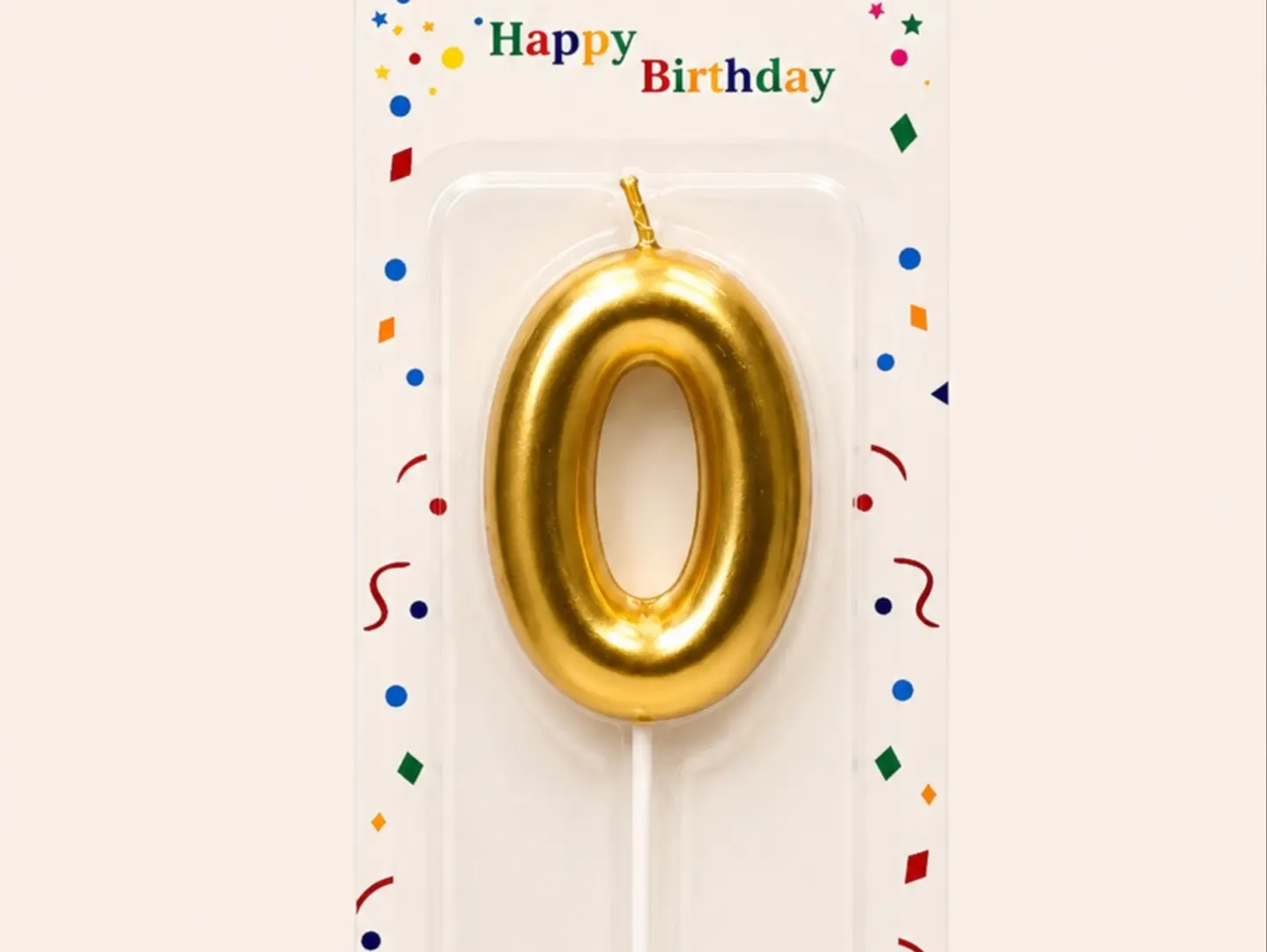 Gold Number 0 Birthday Candle