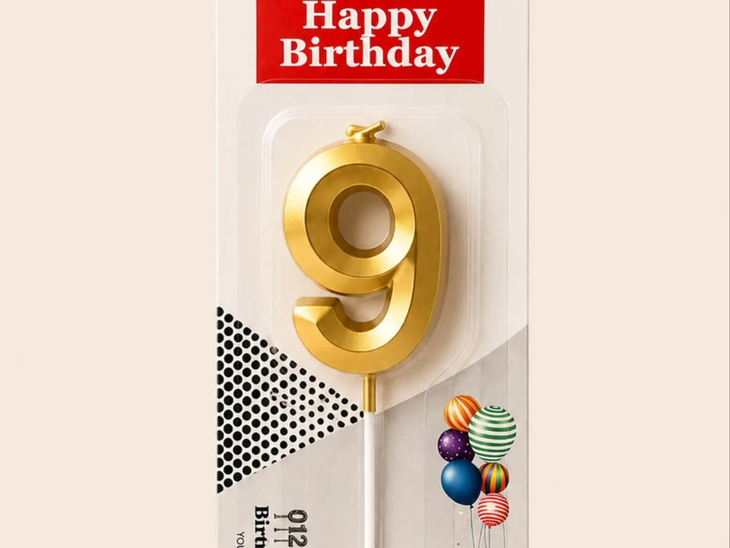 Golden Number 9 Birthday Candle