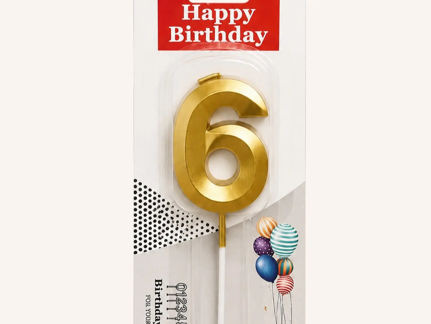 Gold Number 6 Birthday Candle
