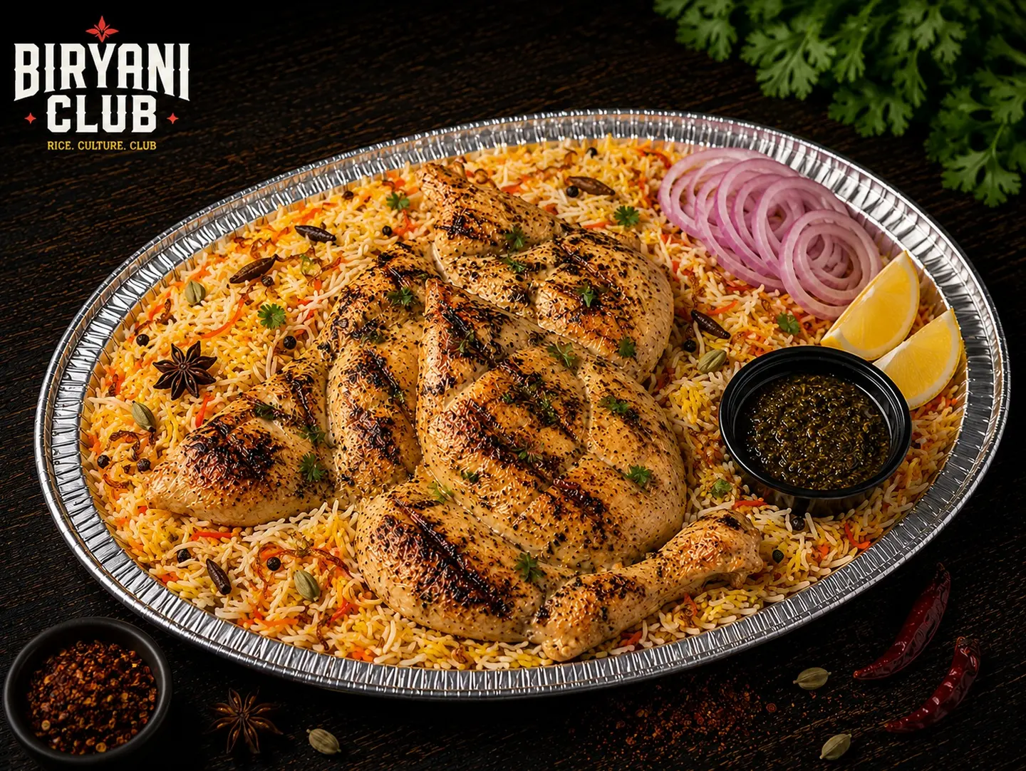 Half Grilled Chicken With Biryani Rice