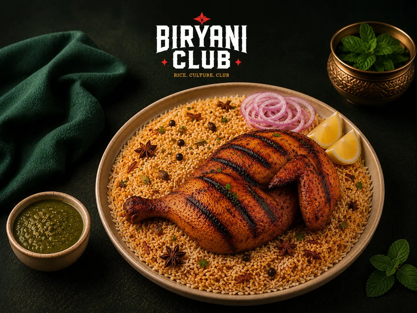 Half Grilled Chicken With Biryani Rice