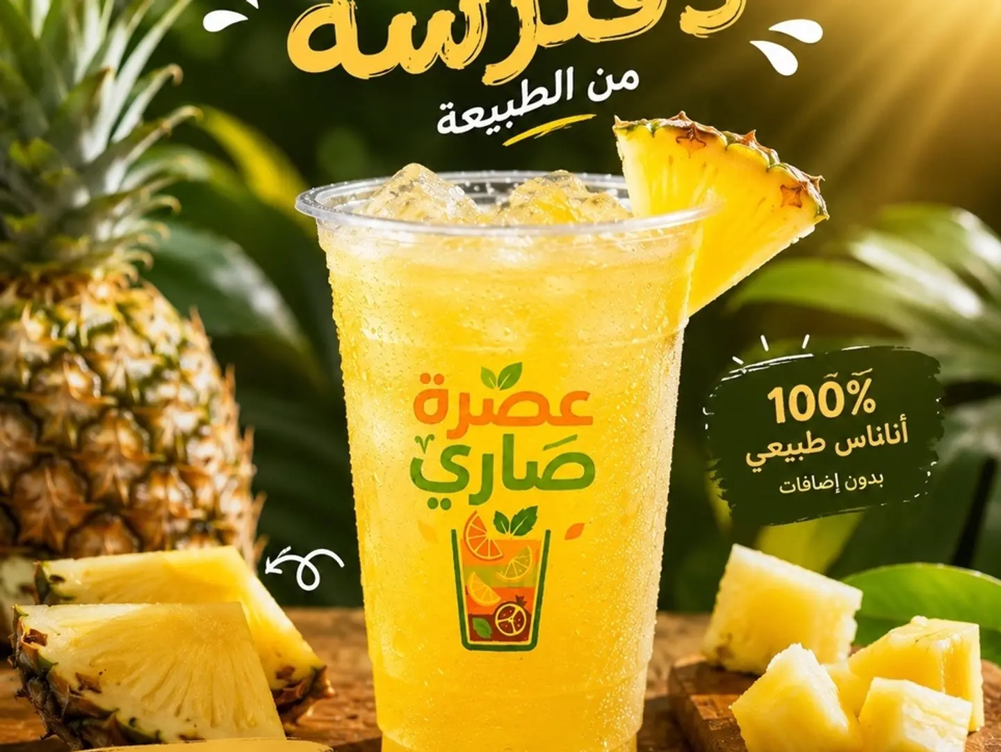 عصير أناناس - كوب وسط